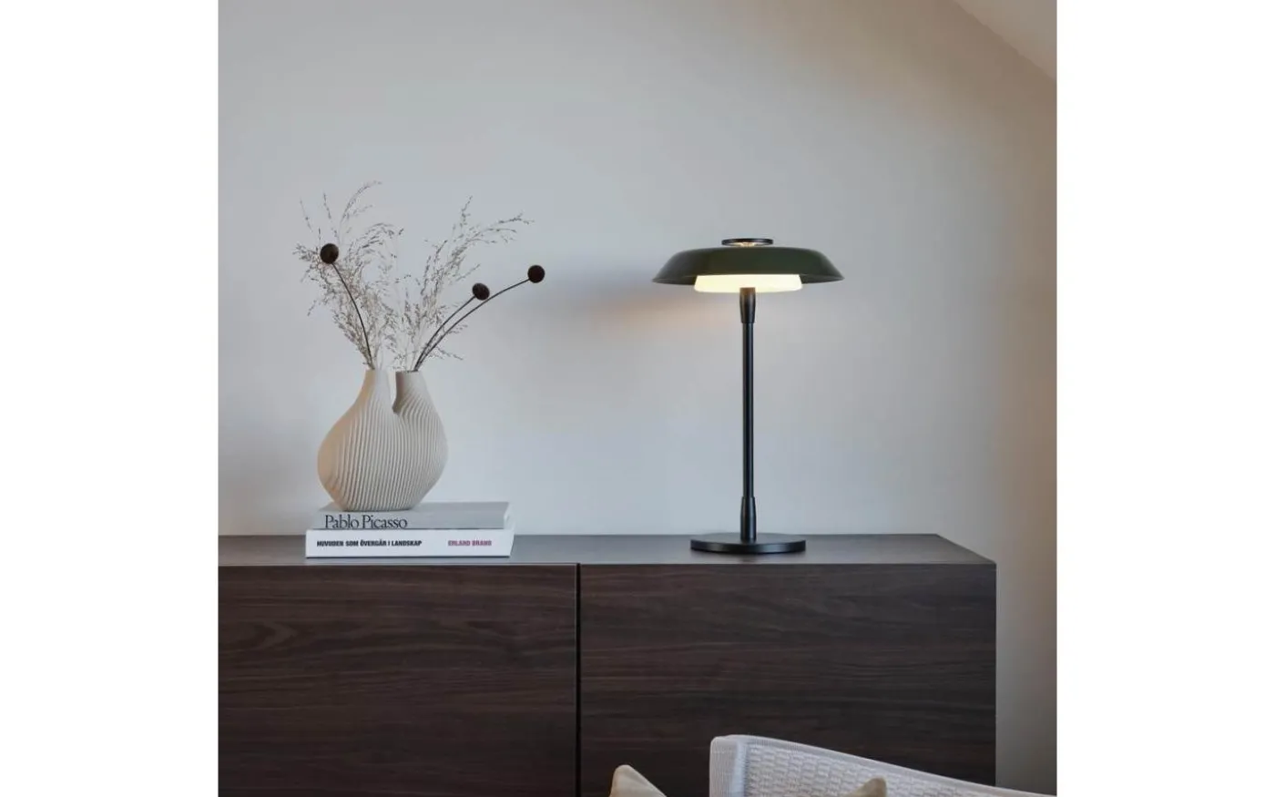 Horisont Bordslampa 47,5cm Mattsvart/Blank Skogsgrön