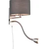Hotell Vägglampa med läslampa E14 + LED grå