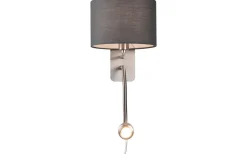 Hotell Vägglampa med läslampa E14 + LED grå
