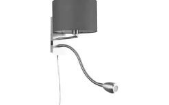Hotell Vägglampa med läslampa E14 + LED grå