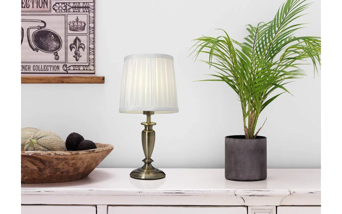 Ines Bordslampa 34cm Antik/Vit