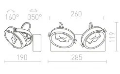 Kelly II Takspotlight Svart LED 2x12W 3000K