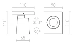 Kenny I Takspotlight 11cm Vit/Svart