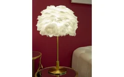 Largo Bordslampa Kullfjäder 50cm Vit/Guld