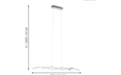 Lasana 2 Taklampa 87cm LED 3000K 2x9W Krom