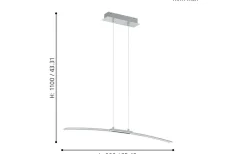 Lasana Taklampa 90cm LED 3000K 30W Krom