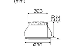 LED-Spot för fönstersmygar 30mm, 2700K 60lm 1,3W 350mA BS