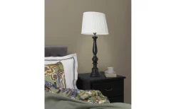 Linne Plisserad Lampskärm Oval 32cm Vit