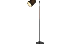 Ljusdal Golvlampa 140cm 1L Svart/Valnöt Ink. Lampskärm