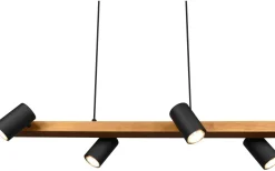 Marley Takpendel 4-delat 80cm GU10 matt svart/trä