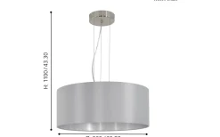 Maserlo Taklampa 53cm Grå/Silver