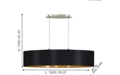 Maserlo Taklampa 100cm Svart/Guld