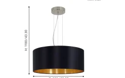 Maserlo Taklampa 53cm Svart/Guld