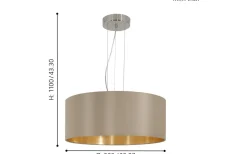 Maserlo Taklampa 53cm Taupe/Guld