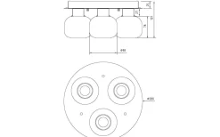 Messina Plafond 28cm Matt Mässing/Opal IP44