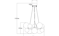 Molekyl Taklampa 50cm Matt Mässing/Opalvit