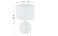 Montalbano Bordslampa, lysande fot 23cm Vit