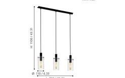 Montefino Taklampa 73cm Svart