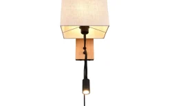 Nilam Vägglampa med läslampa 25cm LED + E27 naturträ