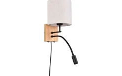 Nilam Vägglampa med läslampa 18cm LED + E27 naturträ