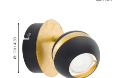 Nocito Vägglampa LED 3000K 3W Svart/Guld