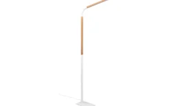 Norris Golvlampa LED matt vit/trä