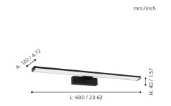 Pandella 1 Spegelbelysning 60cm 4000K 7,4W Svart IP44