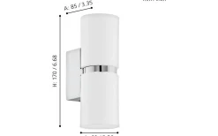 Passa Vägglampa LED 3000K 2x3W Krom/Vit