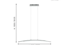 Pertini Taklampa 96cm LED 3000K 2x10,8W Krom