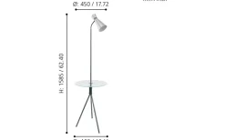 Policara Golvlampa 159cm Nickel/Vit