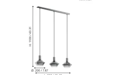 Ponzano Taklampa 80cm Smoke