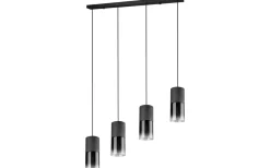 Robin Takpendel 4-delad E27 matt svart/rökfärgad