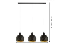 Roccaforte Taklampa 75cm Svart/Guld