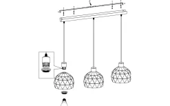 Roccaforte Taklampa 75cm Vit