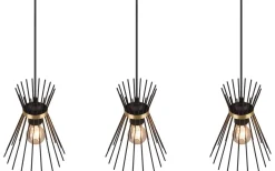 Rod Taklampa 3-delat E27 svart/guld