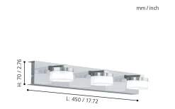 Romendo 1 Spegelbelysning 45cm LED 3000K 3x7,2W Krom IP44