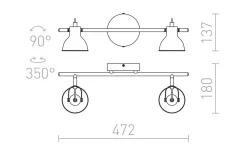 Rosita II Vägglampa 47cm 2L Vit