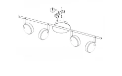 Salto Takspotlight 76cm LED 3000K 4x5,4W Krom