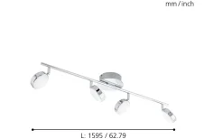 Salto Takspotlight 76cm LED 3000K 4x5,4W Krom