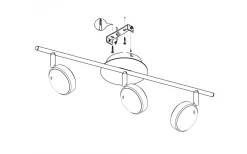 Salto Takspotlight 56cm LED 3000K 3x5,4W Krom