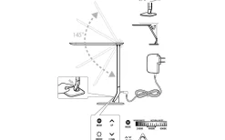 Sellano Skrivbordslampa 43cm LED 3000/4000/6000K 4W Vit