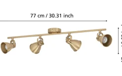 Seras Takspotlight 77cm GU10 LED 3000K 4x3W Borstad Mässing