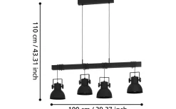 Shirebrook Taklampa 100cm Svart