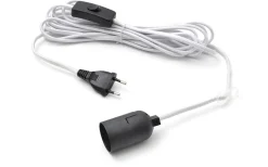 Sladdställ E27 Textil 5m med Brytare Vit