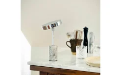 Starlight Uppladdningsbar Bordslampa 25cm LED 3000K 2W Krom/Grå Marmor