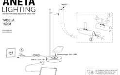 Tabela Bordslampa 52cm med Trådlös Laddning och USB Svart