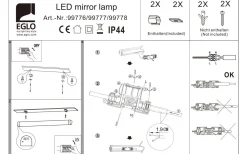 Tragacete Spegellampa 60cm LED 4000K 15,5W Silver IP44