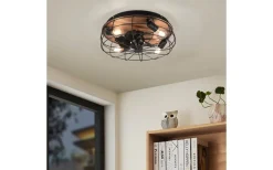 Trondheim Takfläkt 48cm 4xE27 matt svart/trä