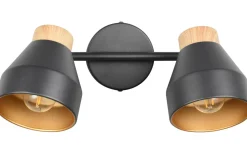 Valentin Spotlight 2-delad E14 matt svart/guld/trä