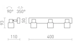 Valto III Takspotlight 3L Krom IP44